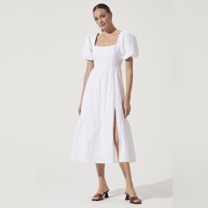 ASTR Poplin Tiered Maxi Dress in White